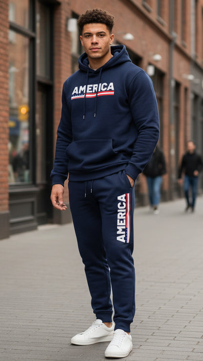 The America Urban Streetwear Fleece Tracksuit Set