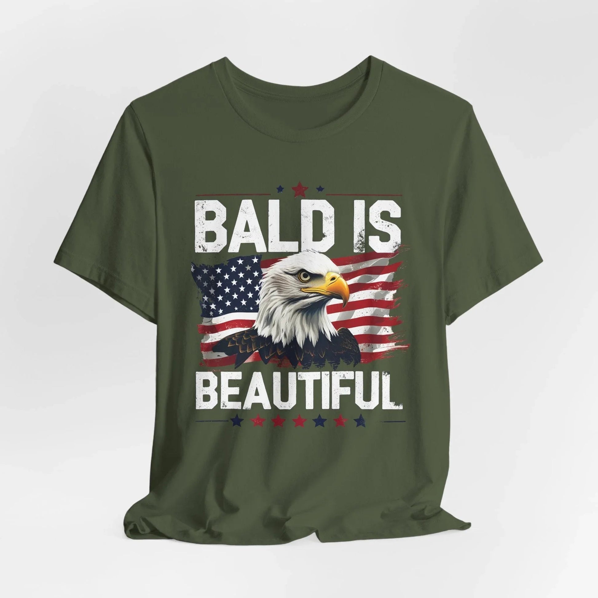 Bald is Beautiful Tee, Bald Eagle Shirt, Patriotic T-Shirt, Unisex Graphic Tee, Eagle Lover Gift, Independence Day Apparel - SKULLFURY MERCH