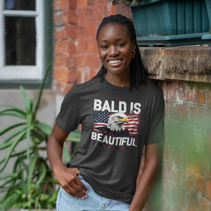 Bald is Beautiful Tee, Bald Eagle Shirt, Patriotic T-Shirt, Unisex Graphic Tee, Eagle Lover Gift, Independence Day Apparel - SKULLFURY MERCH