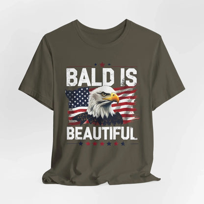 Bald is Beautiful Tee, Bald Eagle Shirt, Patriotic T-Shirt, Unisex Graphic Tee, Eagle Lover Gift, Independence Day Apparel - SKULLFURY MERCH