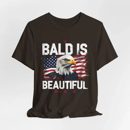 Bald is Beautiful Tee, Bald Eagle Shirt, Patriotic T-Shirt, Unisex Graphic Tee, Eagle Lover Gift, Independence Day Apparel - SKULLFURY MERCH