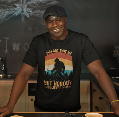 Bigfoot Saw Me T-Shirt, Fun Graphic Tee, Unisex Slogan Shirt, Perfect for Outdoor Lovers - SKULLFURY MERCH
