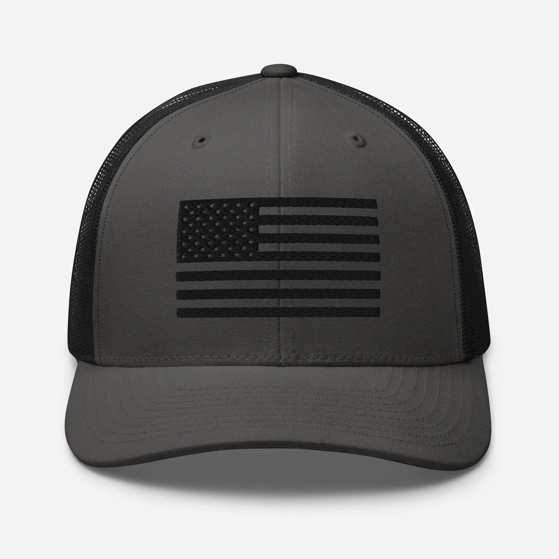 Black & White American Flag Patriotic Snapback Trucker Cap - SKULLFURY MERCH