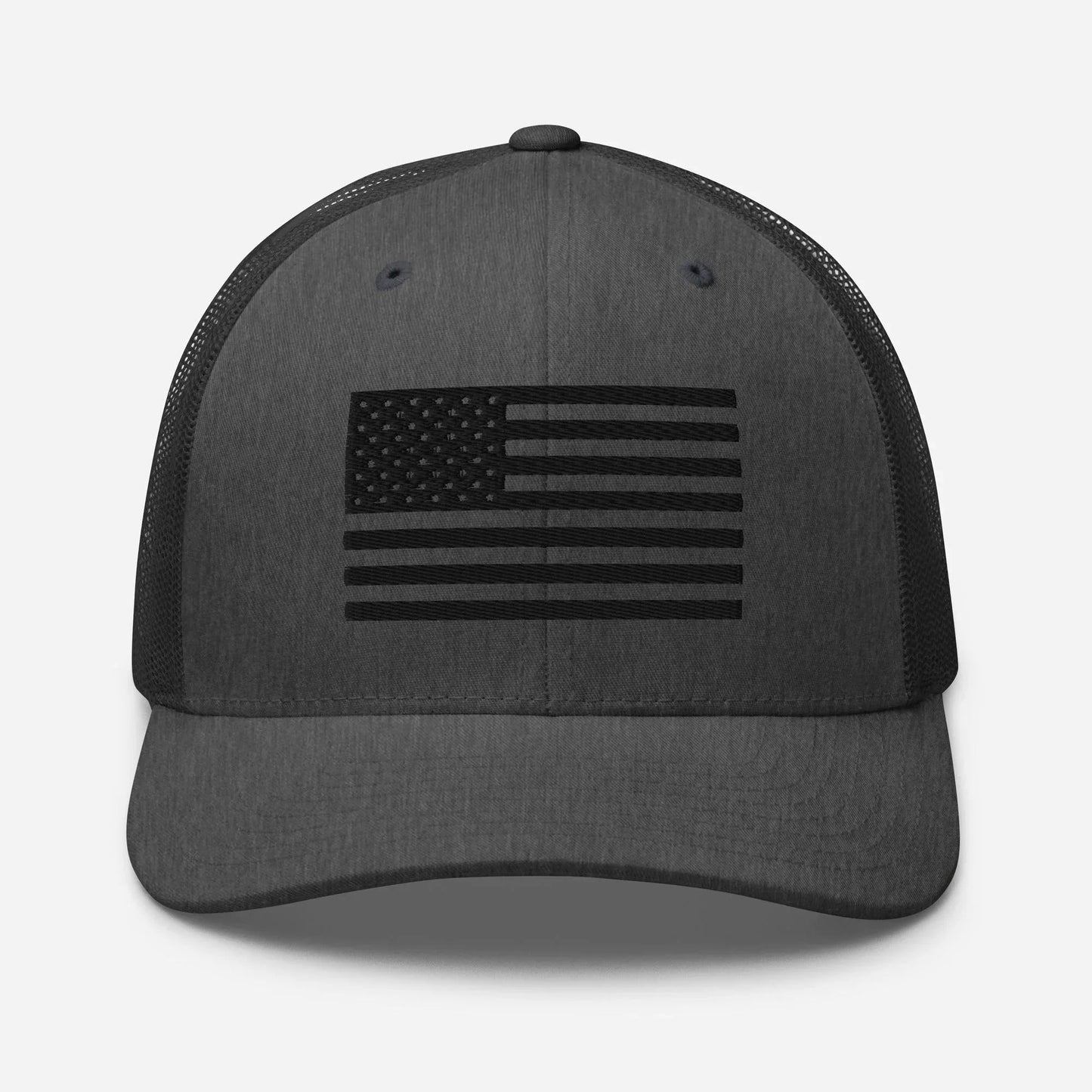 Black & White American Flag Patriotic Snapback Trucker Cap - SKULLFURY MERCH