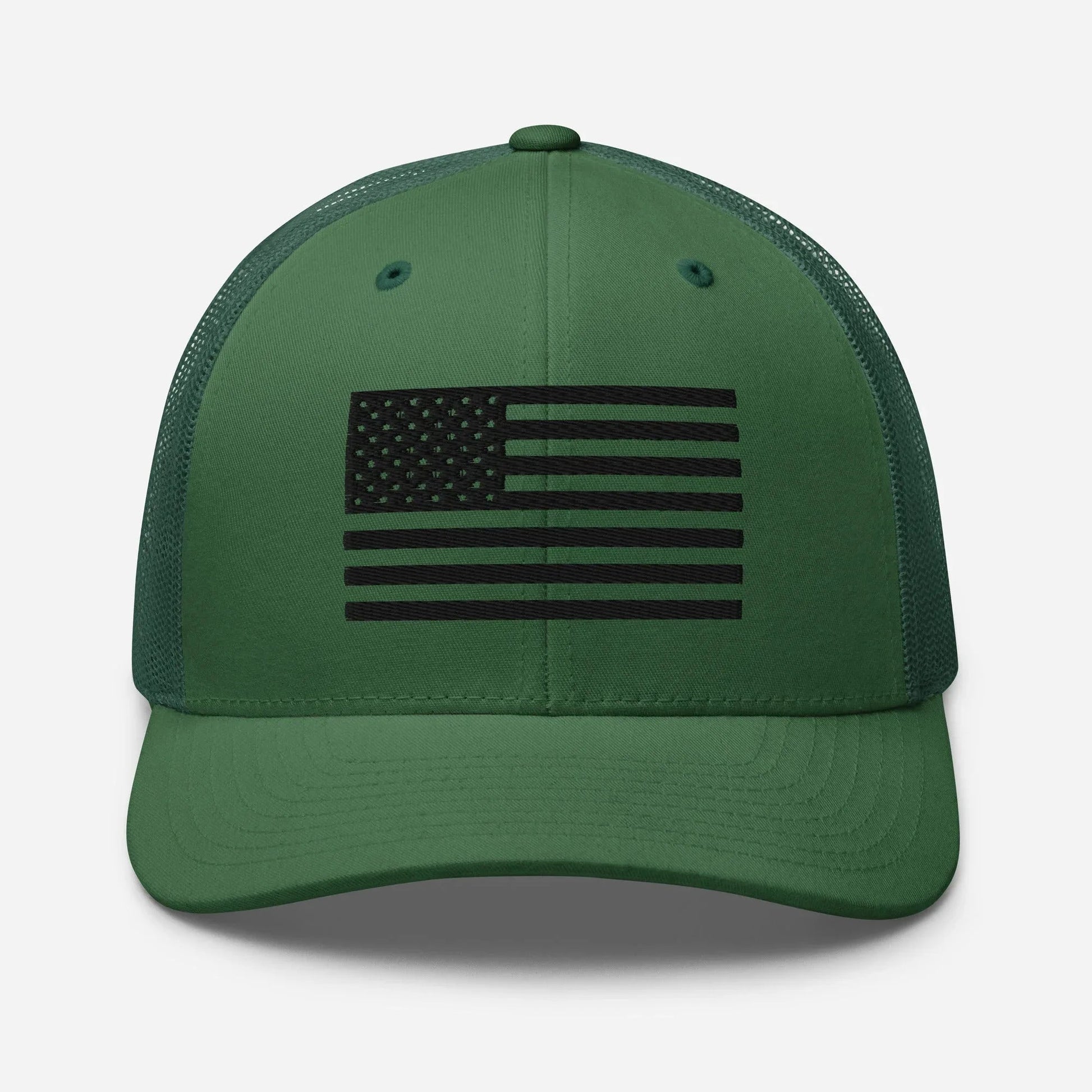 Black & White American Flag Patriotic Snapback Trucker Cap - SKULLFURY MERCH