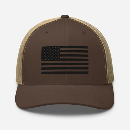 Black & White American Flag Patriotic Snapback Trucker Cap - SKULLFURY MERCH
