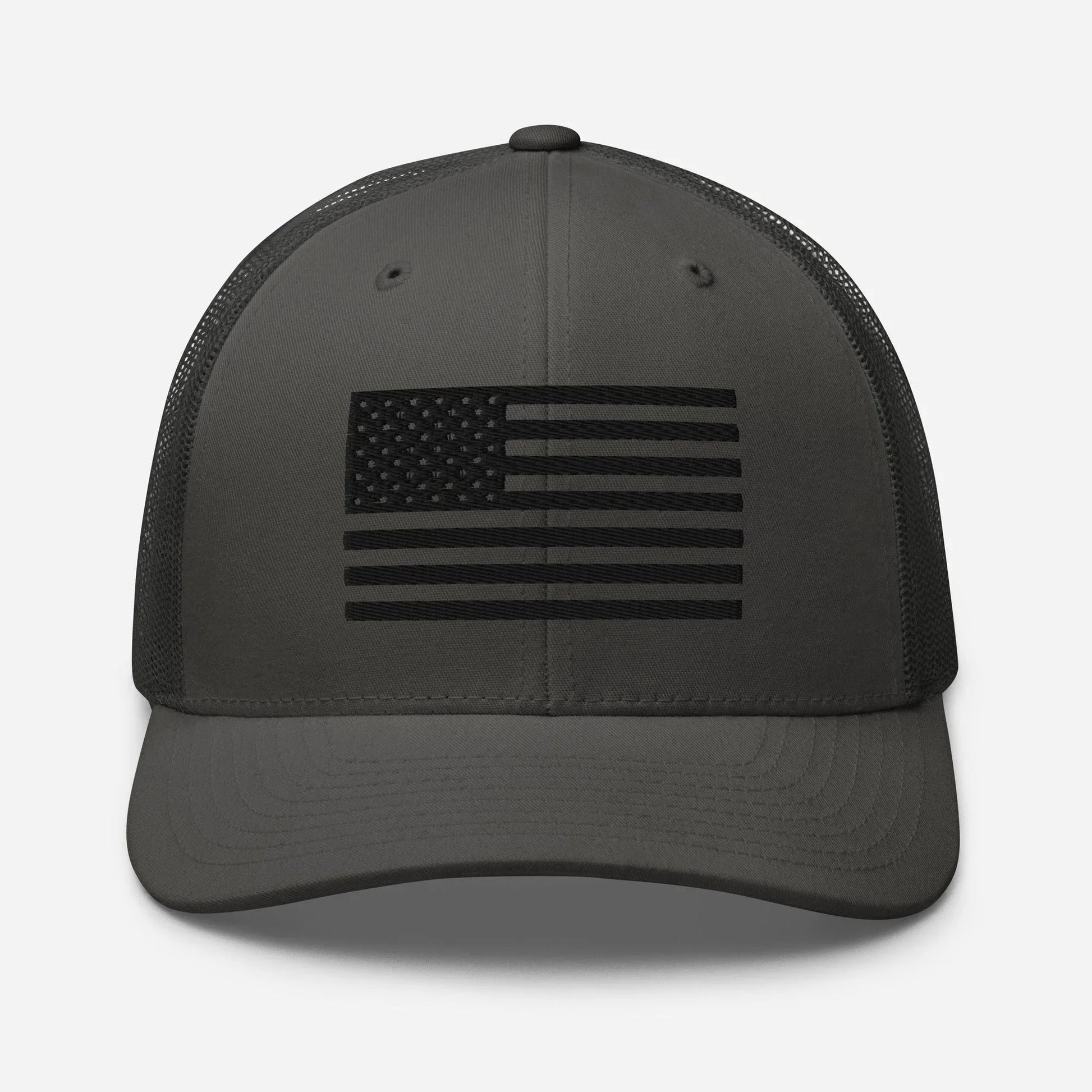Black & White American Flag Patriotic Snapback Trucker Cap - SKULLFURY MERCH