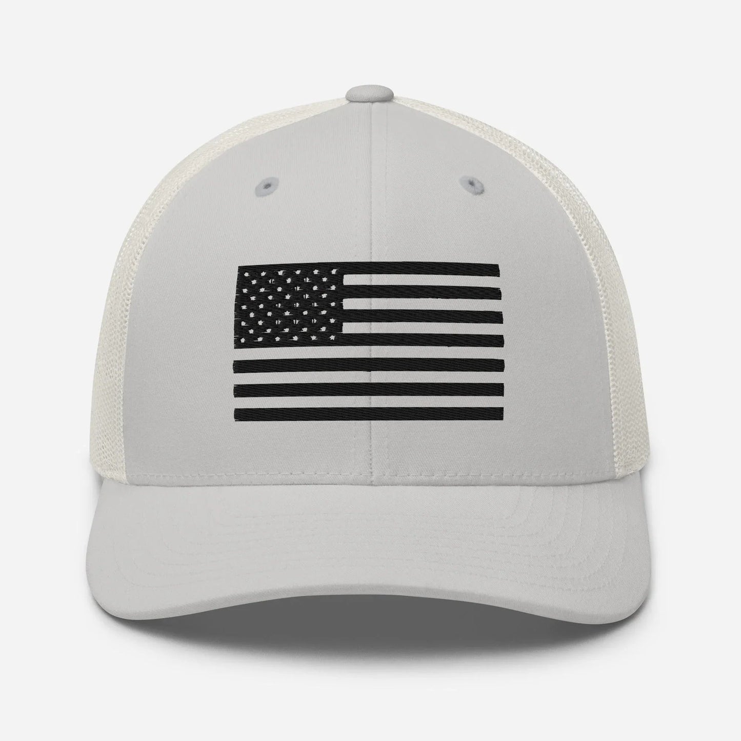Black & White American Flag Patriotic Snapback Trucker Cap - SKULLFURY MERCH