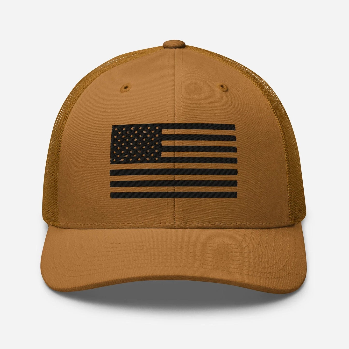Black & White American Flag Patriotic Snapback Trucker Cap - SKULLFURY MERCH