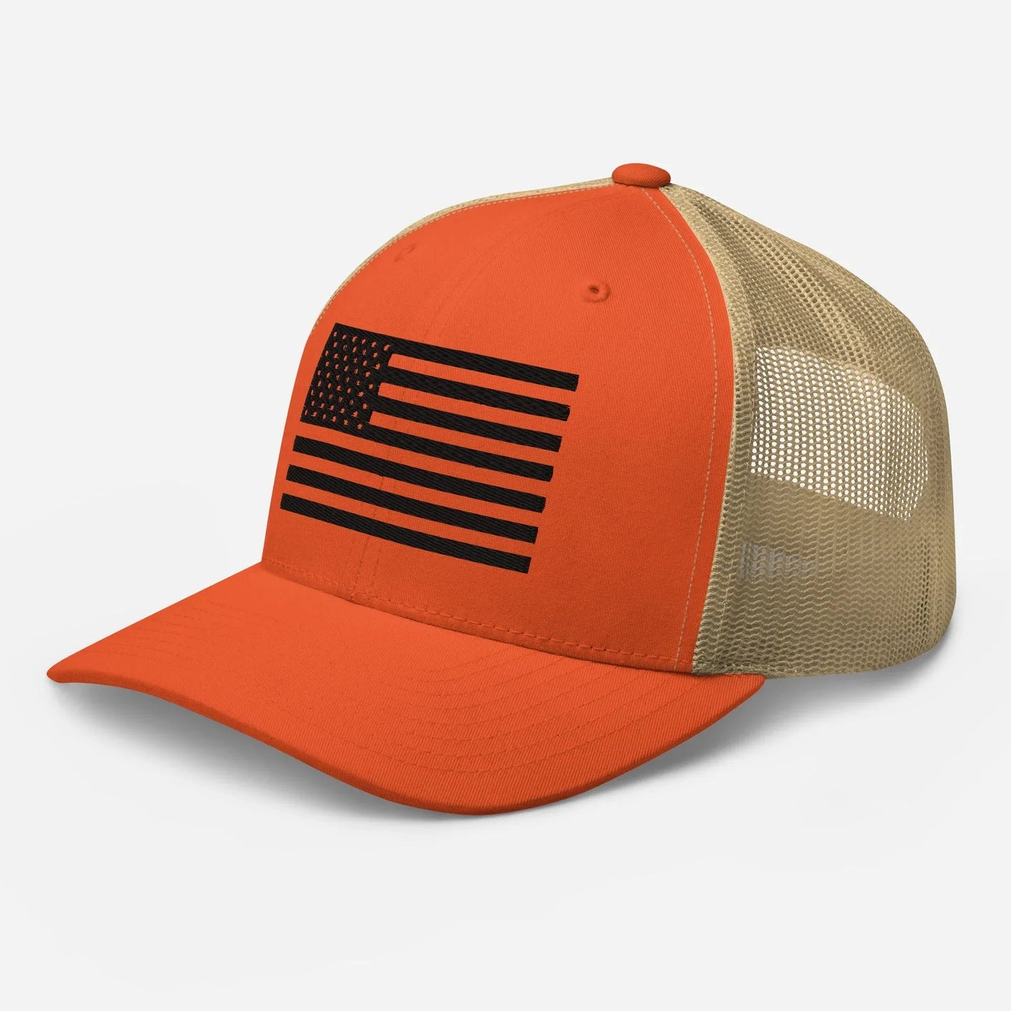Black & White American Flag Patriotic Snapback Trucker Cap - SKULLFURY MERCH