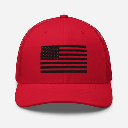 Black & White American Flag Patriotic Snapback Trucker Cap - SKULLFURY MERCH