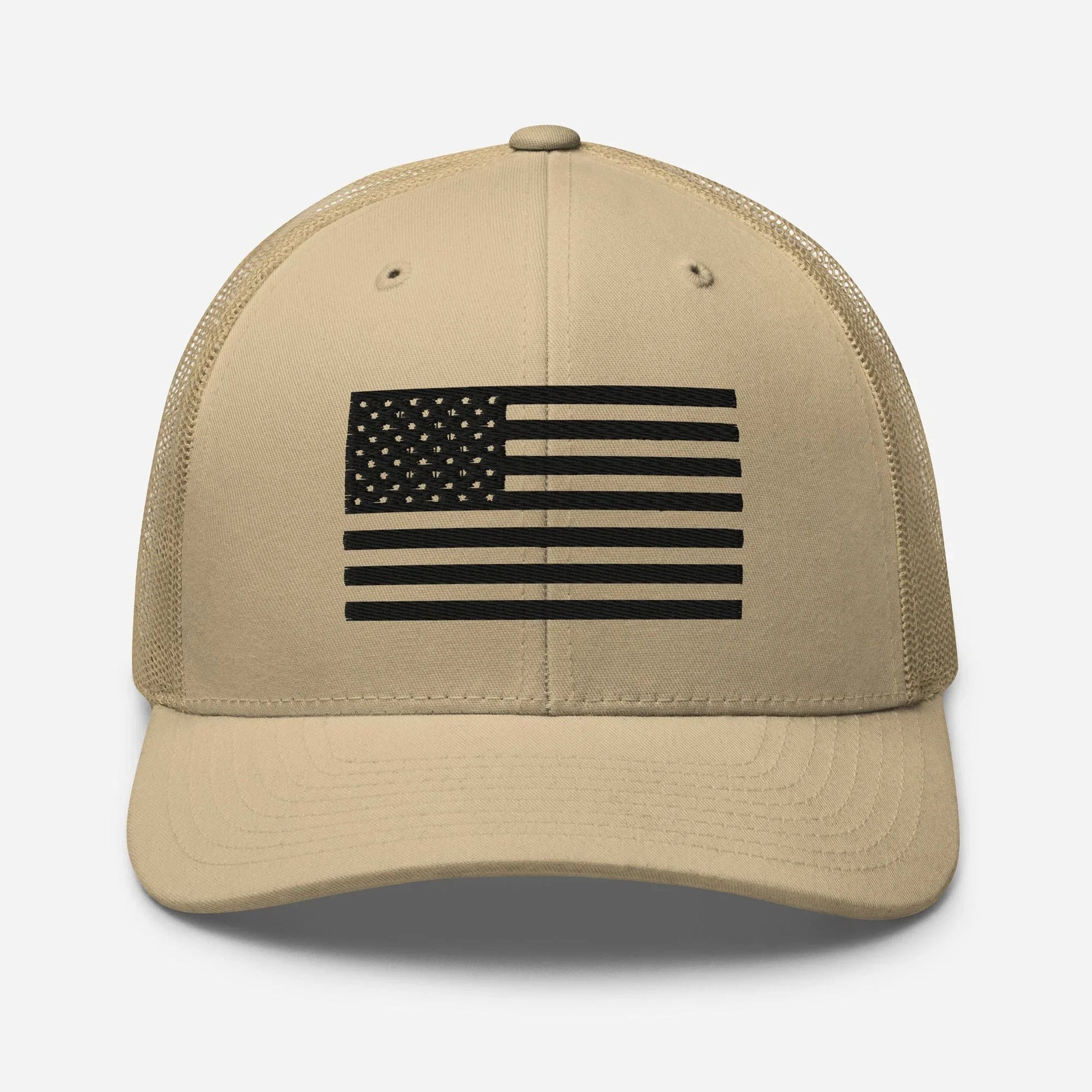 Black & White American Flag Patriotic Snapback Trucker Cap - SKULLFURY MERCH