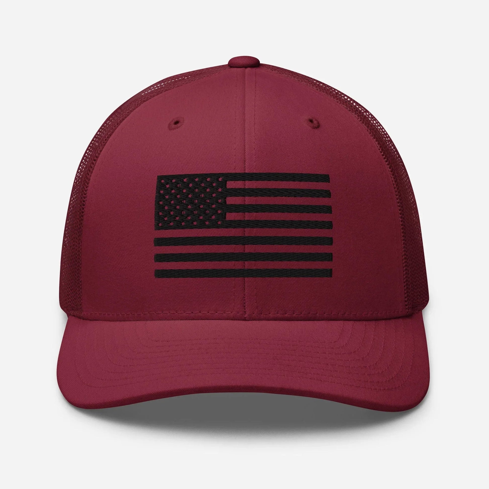 Black & White American Flag Patriotic Snapback Trucker Cap - SKULLFURY MERCH