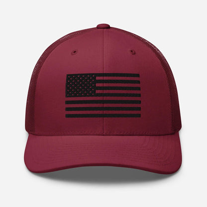Black & White American Flag Patriotic Snapback Trucker Cap - SKULLFURY MERCH