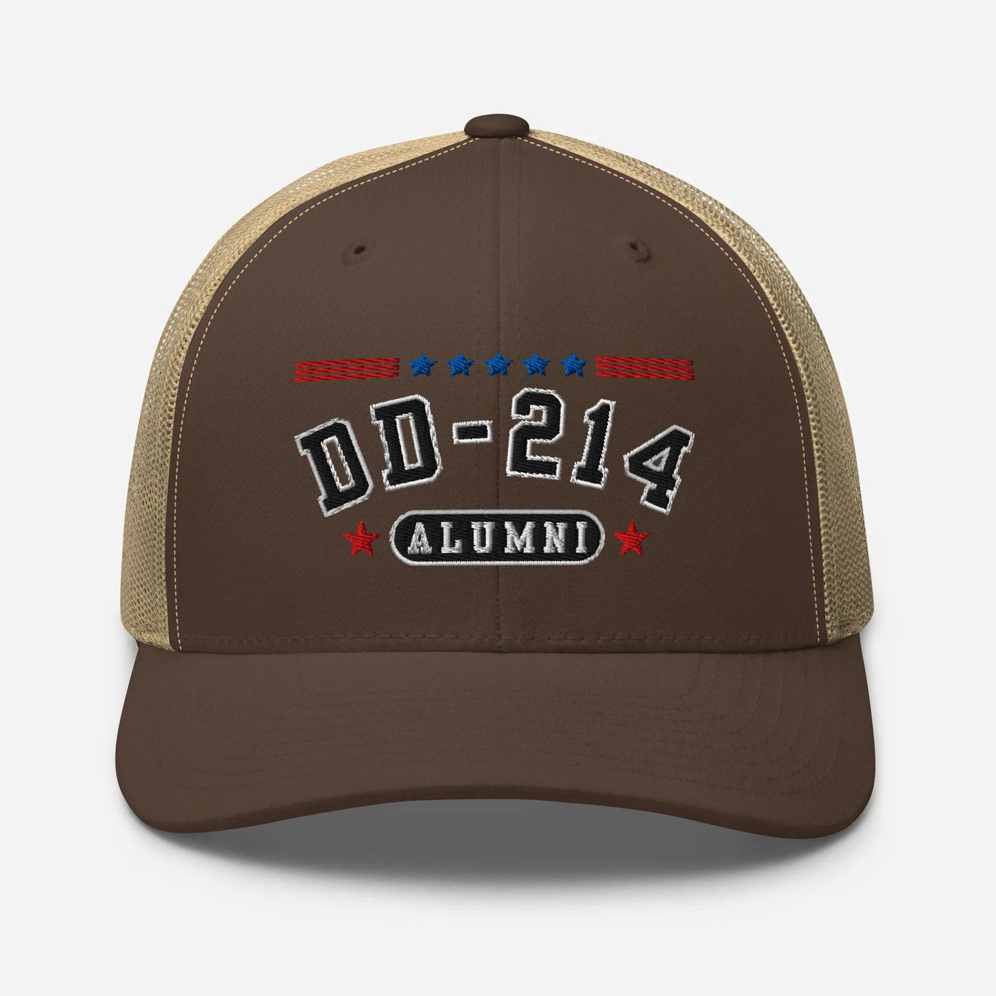 DD - 214 Alumni Snapback Trucker Cap - Black Embroidery, Celebrate Your Military Journey! - SKULLFURY MERCH