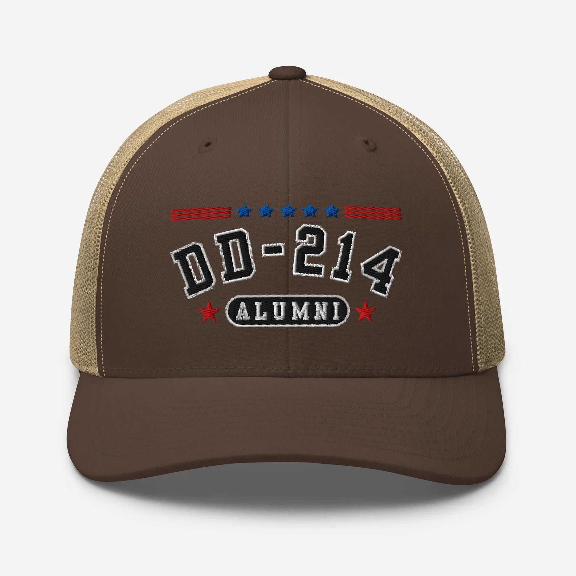 DD - 214 Alumni Snapback Trucker Cap - Black Embroidery, Celebrate Your Military Journey! - SKULLFURY MERCH