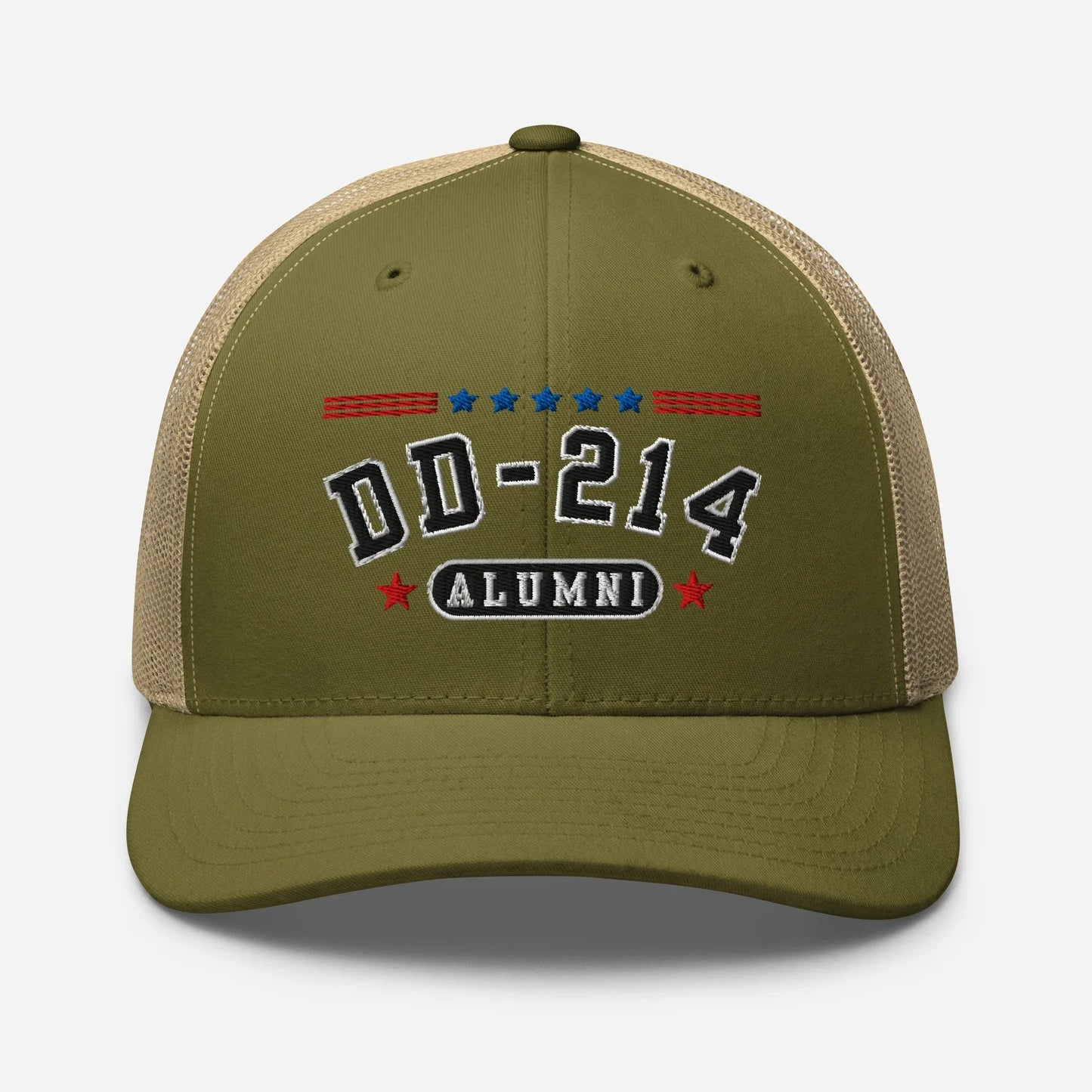 DD - 214 Alumni Snapback Trucker Cap - Black Embroidery, Celebrate Your Military Journey! - SKULLFURY MERCH