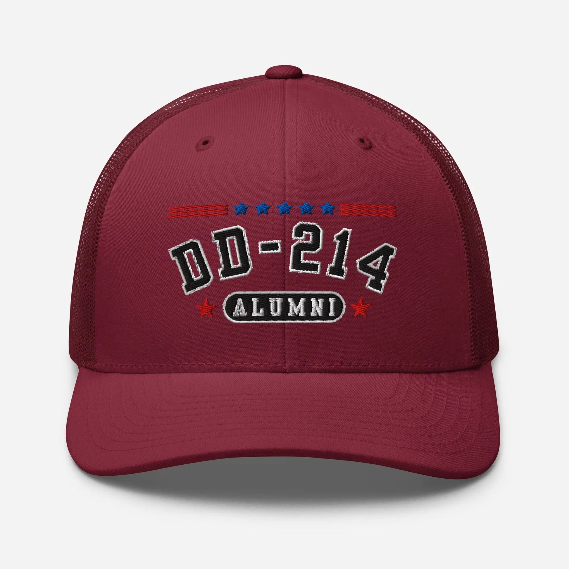 DD - 214 Alumni Snapback Trucker Cap - Black Embroidery, Celebrate Your Military Journey! - SKULLFURY MERCH