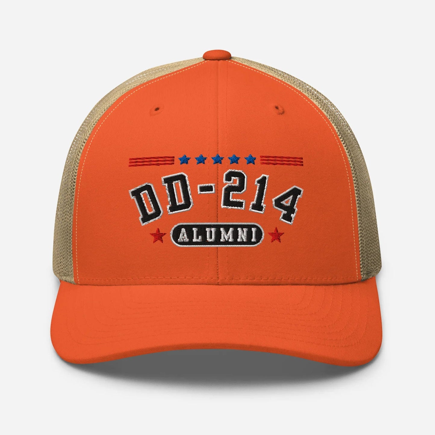 DD - 214 Alumni Snapback Trucker Cap - Black Embroidery, Celebrate Your Military Journey! - SKULLFURY MERCH