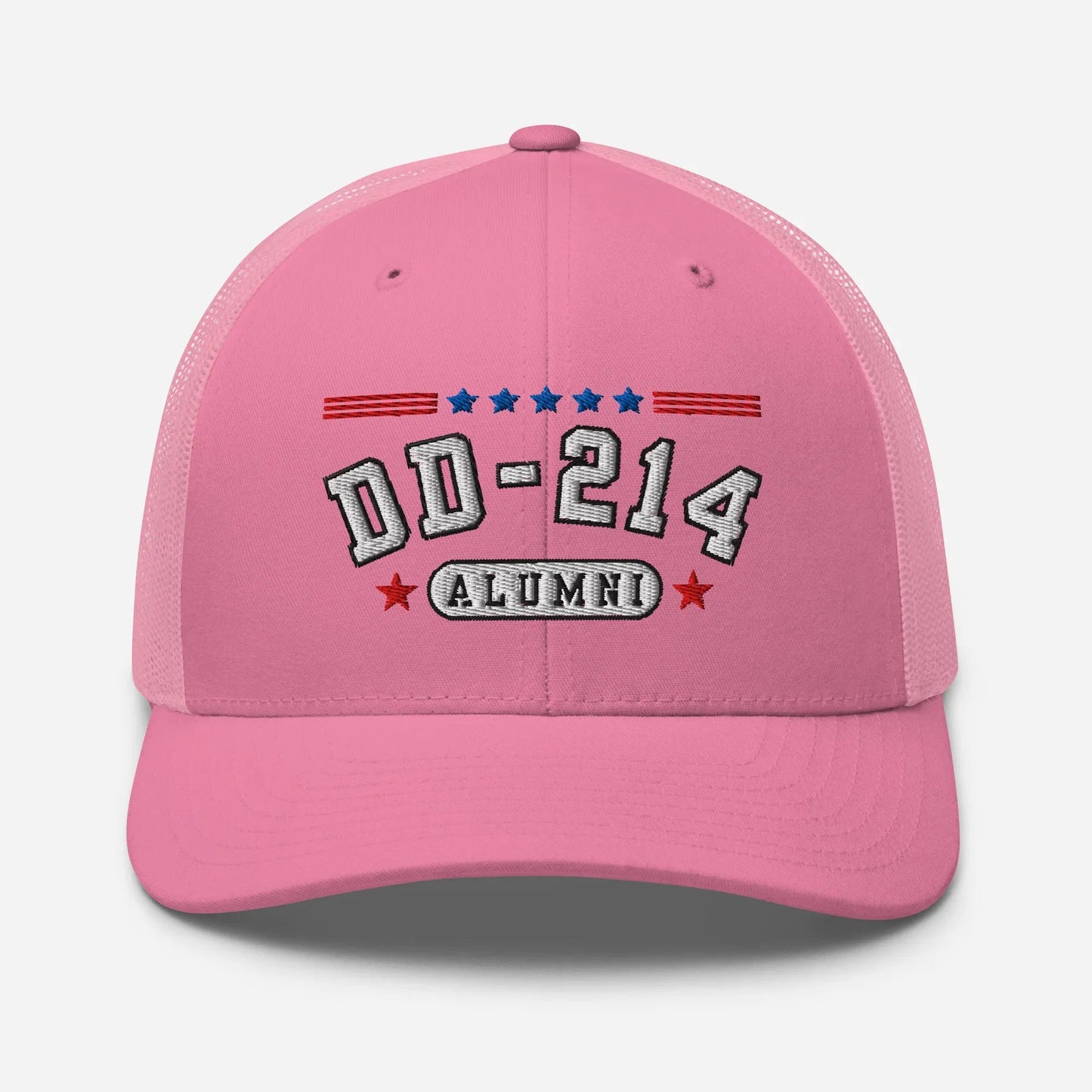 DD - 214 Alumni Snapback Trucker Cap - White Embroidery, Celebrate Your Military Journey! - SKULLFURY MERCH