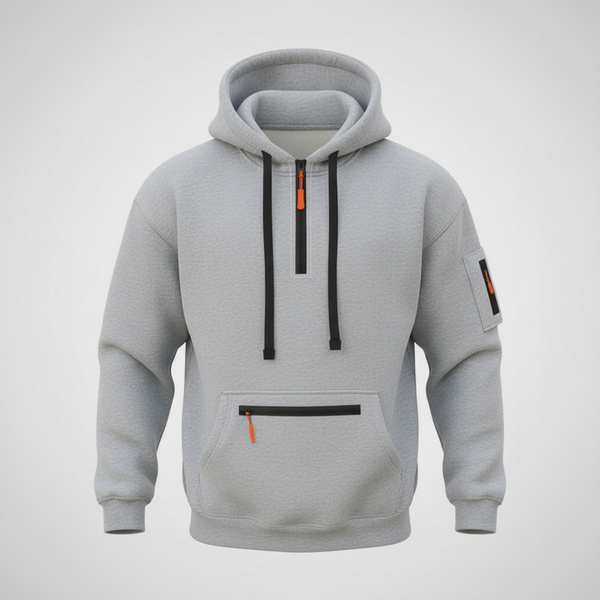 Men’s Fleece-Lined Cargo Hoodie & Jogger Set – Oversized Warm Tracksuit