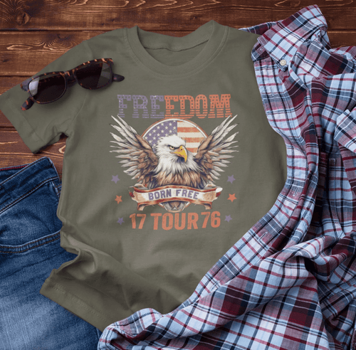 Freedom Tour 1776 Eagle Unisex T-Shirt, Patriotic Graphic T-Shirt, Freedom Apparel - SKULLFURY MERCH