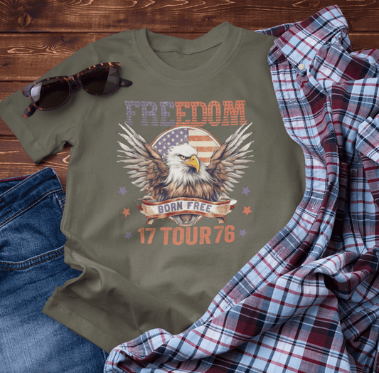 Freedom Tour 1776 Eagle Unisex T-Shirt, Patriotic Graphic T-Shirt, Freedom Apparel - SKULLFURY MERCH