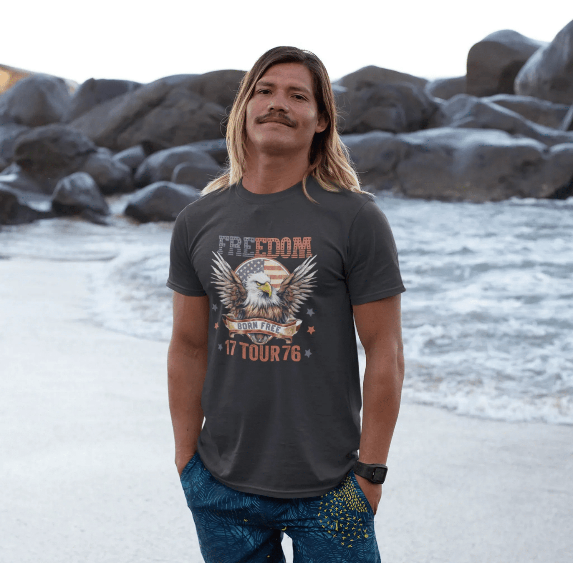 Freedom Tour 1776 Eagle Unisex T-Shirt, Patriotic Graphic T-Shirt, Freedom Apparel - SKULLFURY MERCH