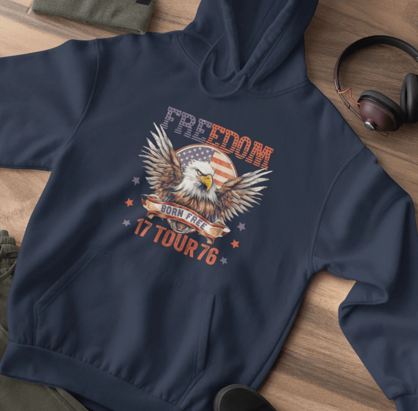 Freedom Tour 1776 Patriotic Unisex Hoodie, USA Flag, American Pride, Independence Day Apparel - SKULLFURY MERCH