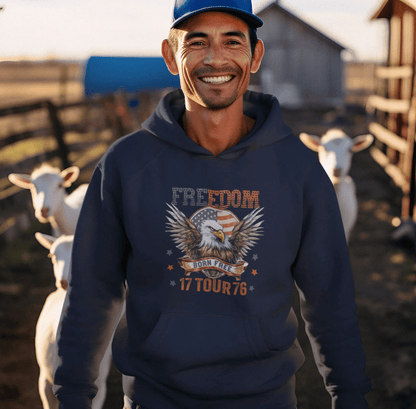 Freedom Tour 1776 Patriotic Unisex Hoodie, USA Flag, American Pride, Independence Day Apparel - SKULLFURY MERCH