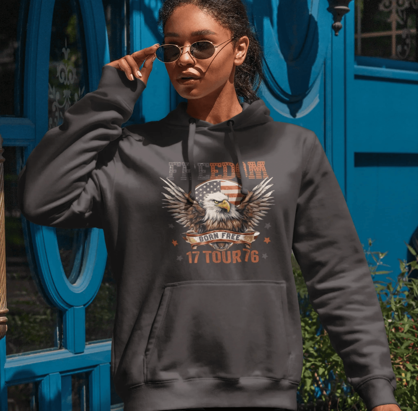 Freedom Tour 1776 Patriotic Unisex Hoodie, USA Flag, American Pride, Independence Day Apparel - SKULLFURY MERCH