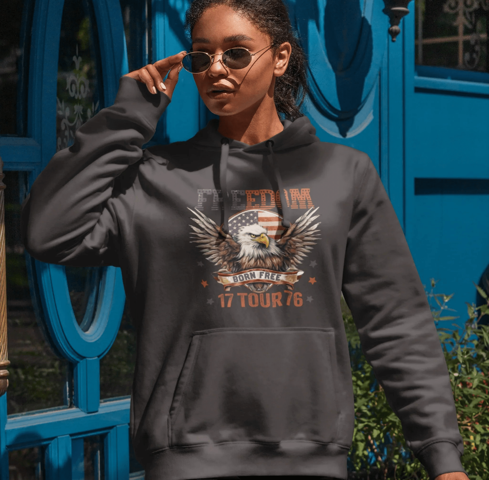 Freedom Tour 1776 Patriotic Unisex Hoodie, USA Flag, American Pride, Independence Day Apparel - SKULLFURY MERCH