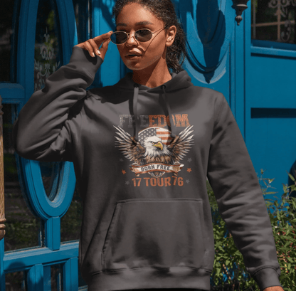 Freedom Tour 1776 Patriotic Unisex Hoodie, USA Flag, American Pride, Independence Day Apparel - SKULLFURY MERCH