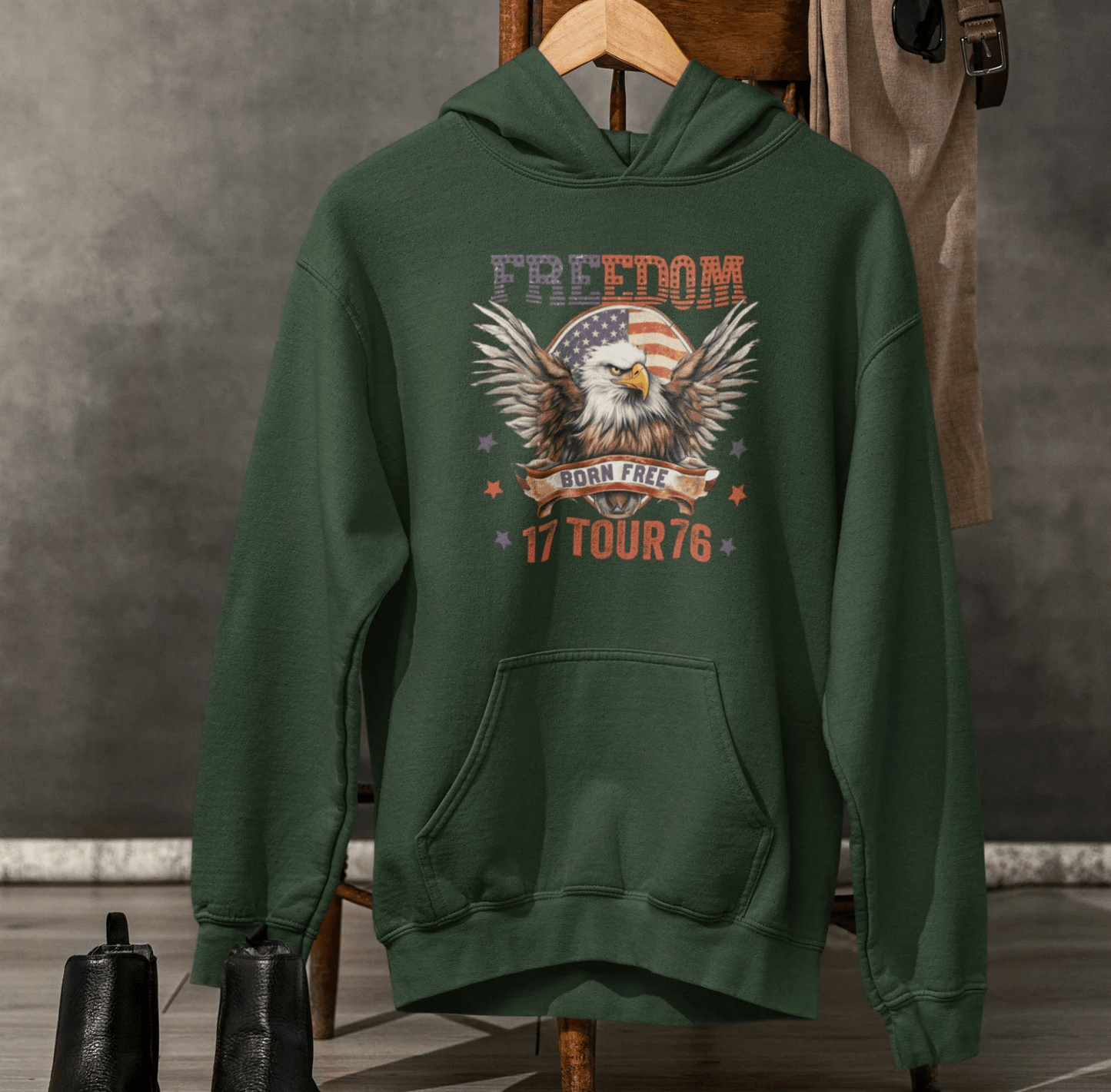 Freedom Tour 1776 Patriotic Unisex Hoodie, USA Flag, American Pride, Independence Day Apparel - SKULLFURY MERCH