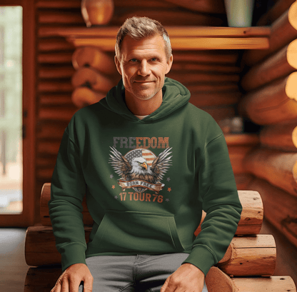 Freedom Tour 1776 Patriotic Unisex Hoodie, USA Flag, American Pride, Independence Day Apparel - SKULLFURY MERCH