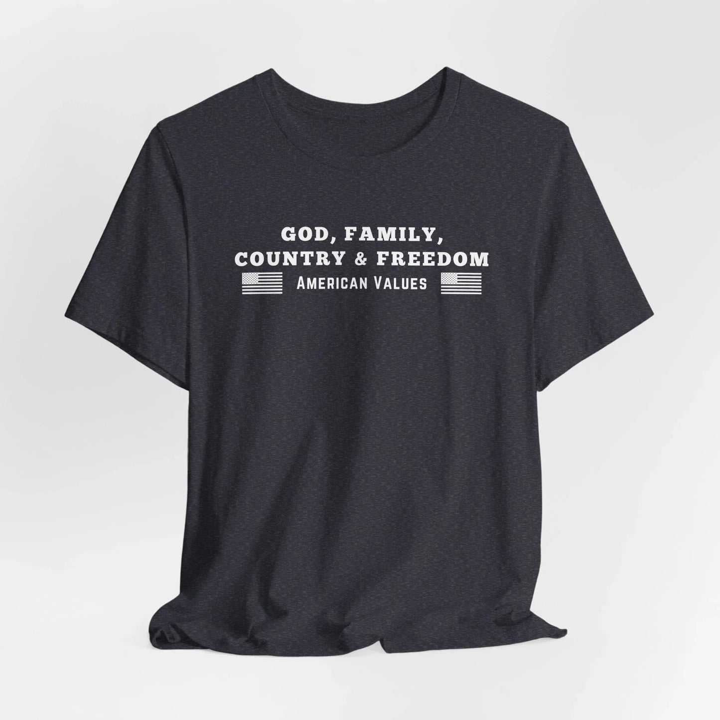 God, Family, Country & Freedom Unisex Tee - Patriotic Shirt, American Pride Tshirt, USA Patriotic Apparel, Independence Day Tee, Memorial - SKULLFURY MERCH