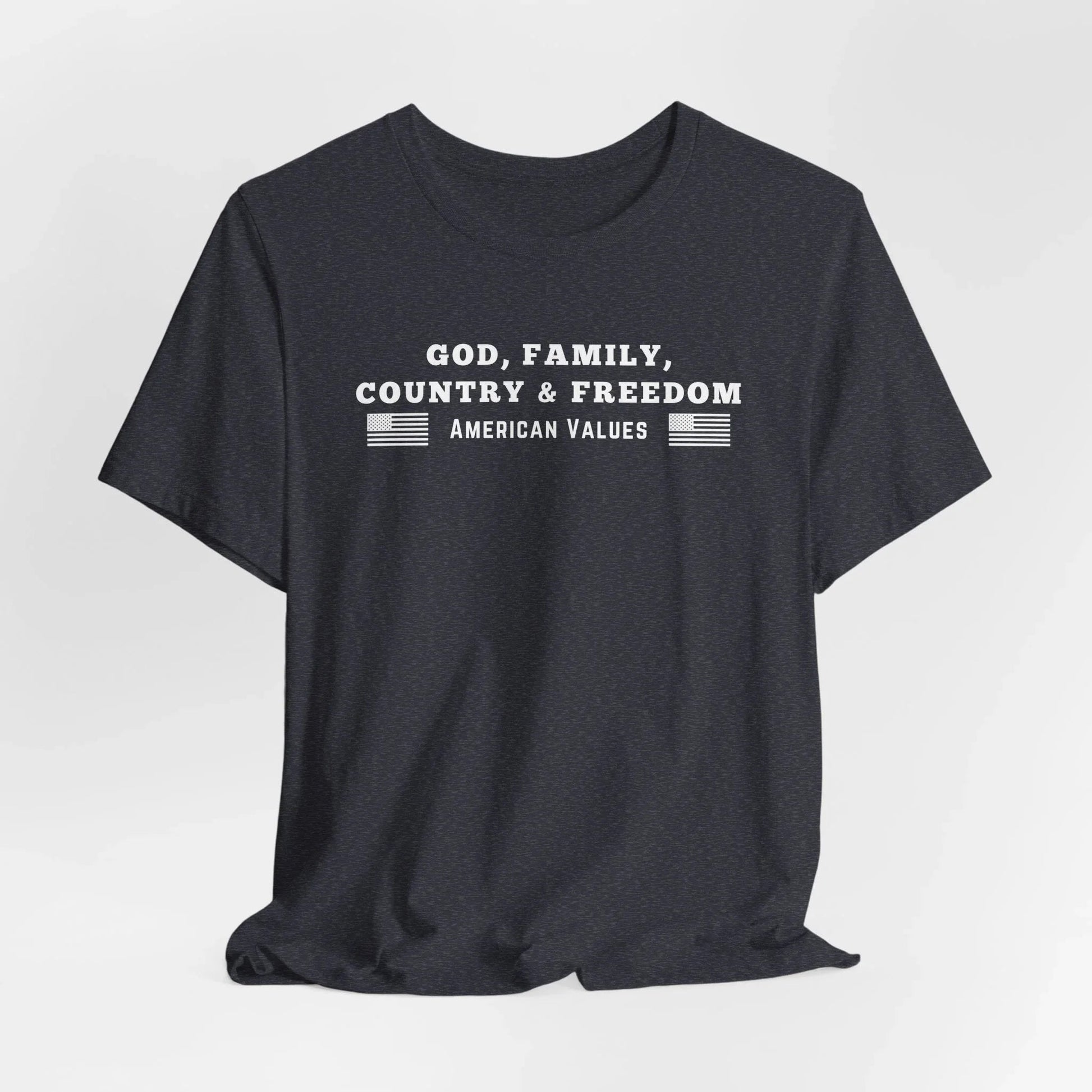 God, Family, Country & Freedom Unisex Tee - Patriotic Shirt, American Pride Tshirt, USA Patriotic Apparel, Independence Day Tee, Memorial - SKULLFURY MERCH