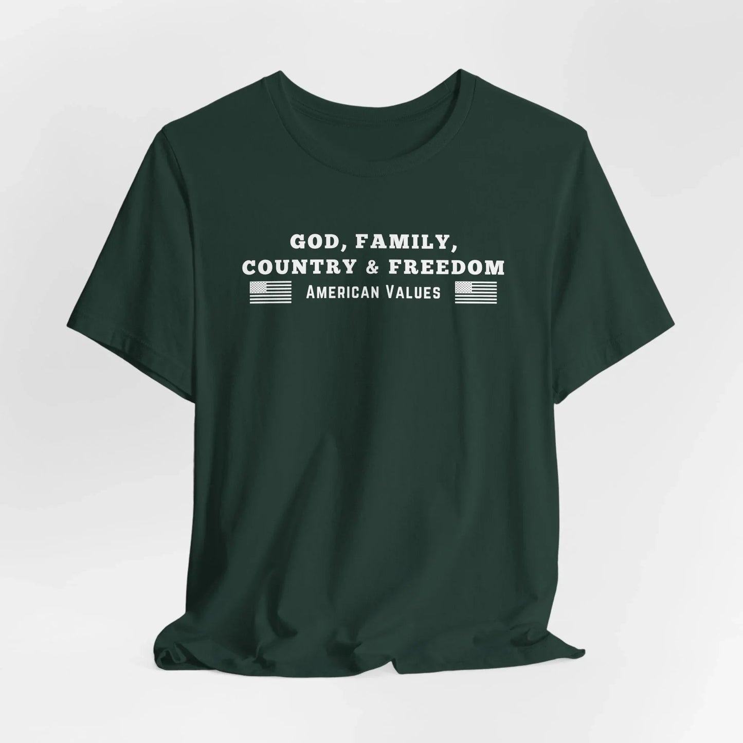 God, Family, Country & Freedom Unisex Tee - Patriotic Shirt, American Pride Tshirt, USA Patriotic Apparel, Independence Day Tee, Memorial - SKULLFURY MERCH