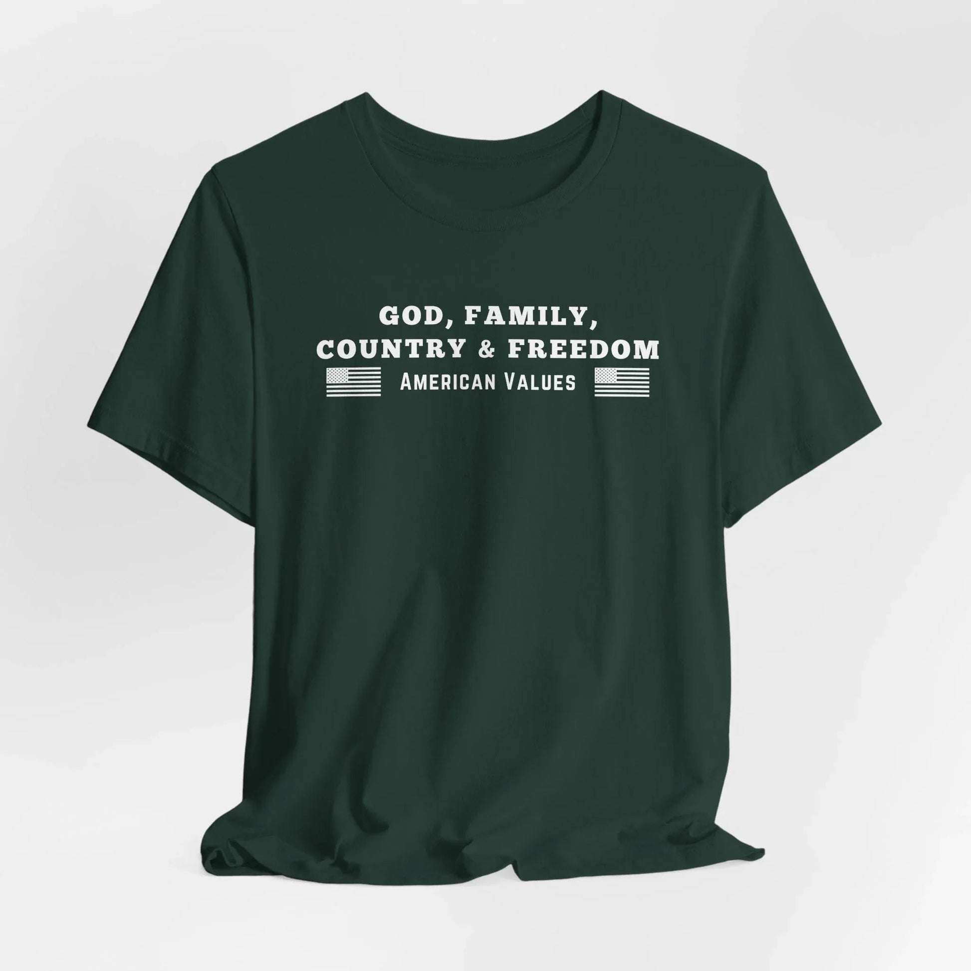 God, Family, Country & Freedom Unisex Tee - Patriotic Shirt, American Pride Tshirt, USA Patriotic Apparel, Independence Day Tee, Memorial - SKULLFURY MERCH