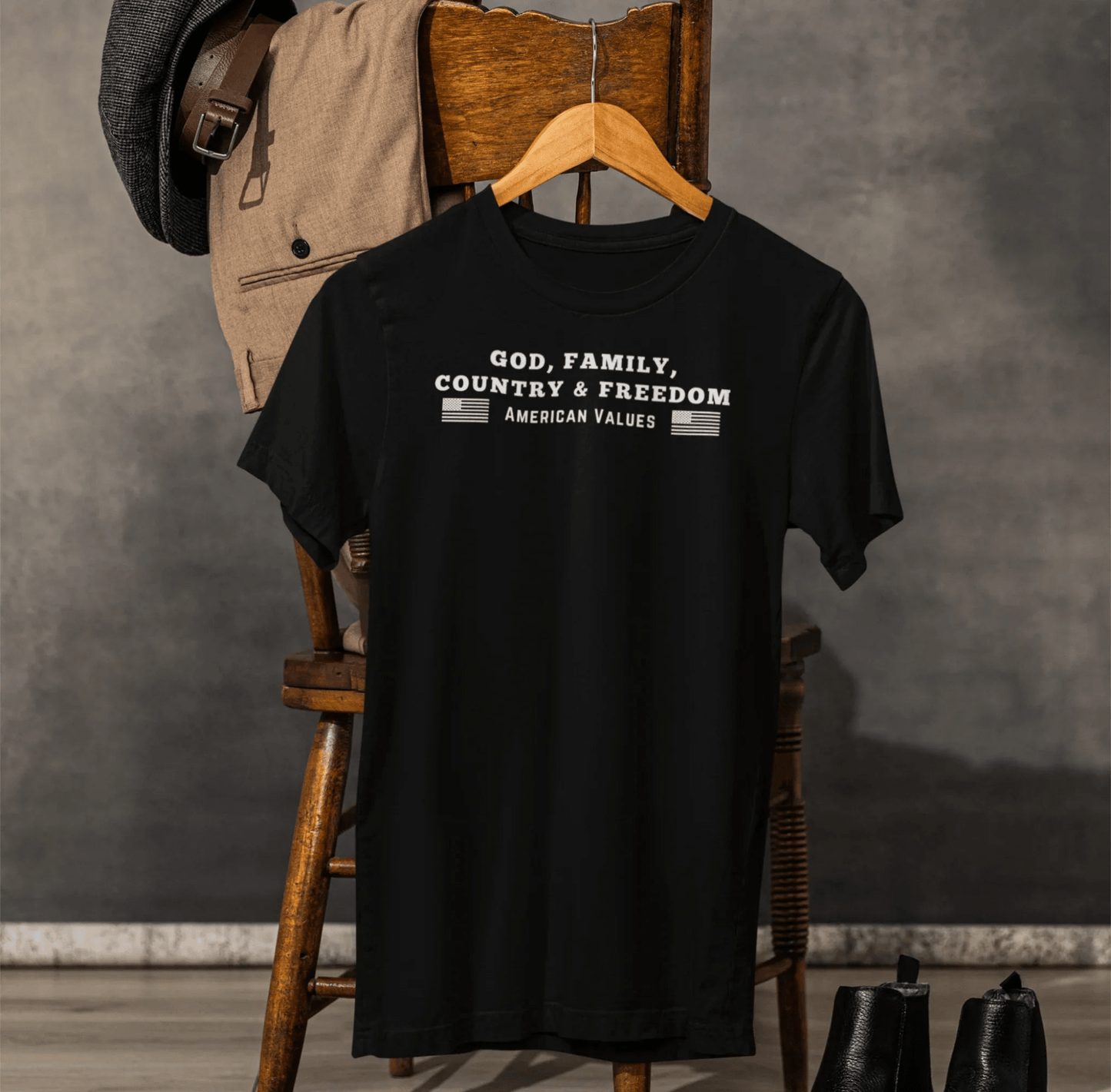 God, Family, Country & Freedom Unisex Tee - Patriotic Shirt, American Pride Tshirt, USA Patriotic Apparel, Independence Day Tee, Memorial - SKULLFURY MERCH