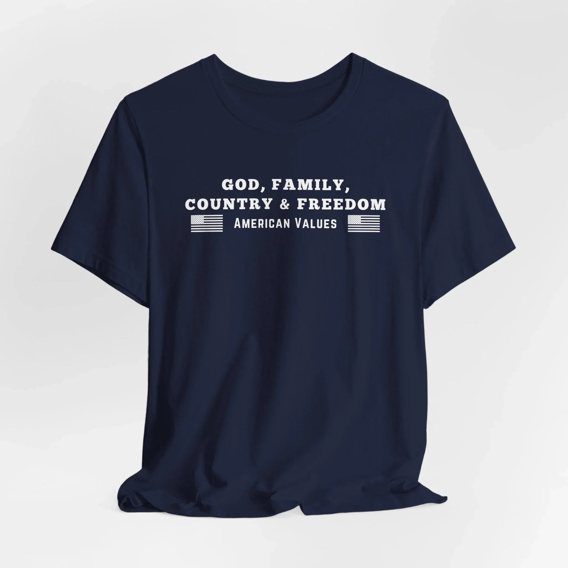 God, Family, Country & Freedom Unisex Tee - Patriotic Shirt, American Pride Tshirt, USA Patriotic Apparel, Independence Day Tee, Memorial - SKULLFURY MERCH