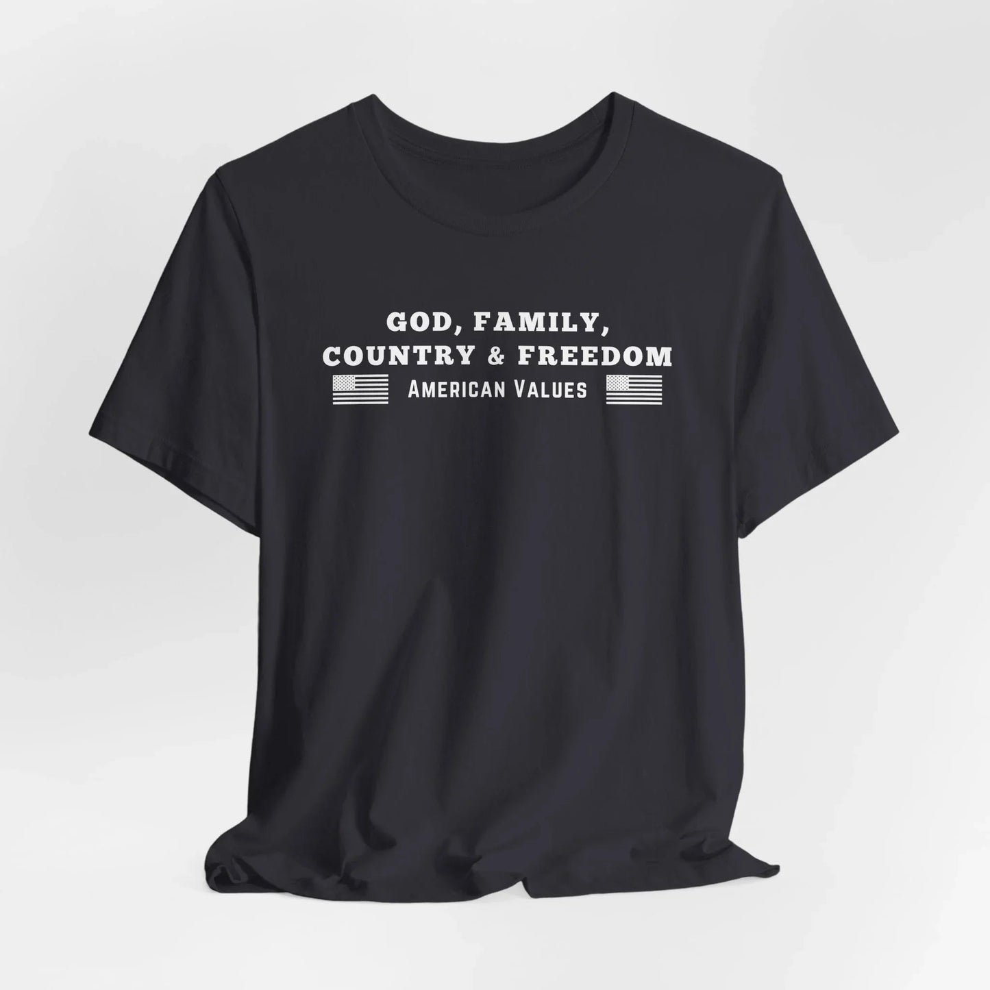 God, Family, Country & Freedom Unisex Tee - Patriotic Shirt, American Pride Tshirt, USA Patriotic Apparel, Independence Day Tee, Memorial - SKULLFURY MERCH