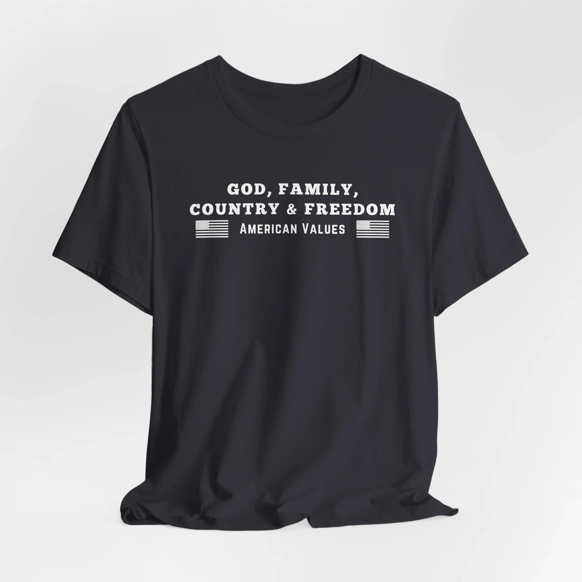 God, Family, Country & Freedom Unisex Tee - Patriotic Shirt, American Pride Tshirt, USA Patriotic Apparel, Independence Day Tee, Memorial - SKULLFURY MERCH