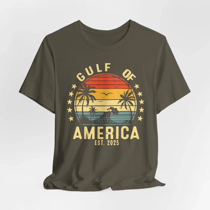 Gulf of America Unisex Tee, Tropical Vibes Shirt, Beach Graphic Tee, Vacation Apparel, Retro Sunset Top, Summer Fun T-Shirt - SKULLFURY MERCH
