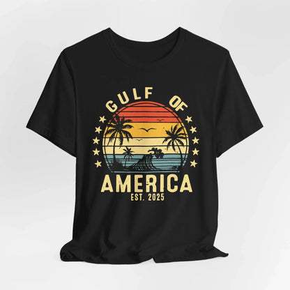 Gulf of America Unisex Tee, Tropical Vibes Shirt, Beach Graphic Tee, Vacation Apparel, Retro Sunset Top, Summer Fun T-Shirt - SKULLFURY MERCH