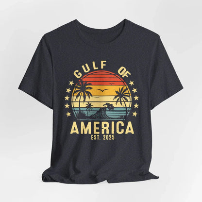 Gulf of America Unisex Tee, Tropical Vibes Shirt, Beach Graphic Tee, Vacation Apparel, Retro Sunset Top, Summer Fun T-Shirt - SKULLFURY MERCH