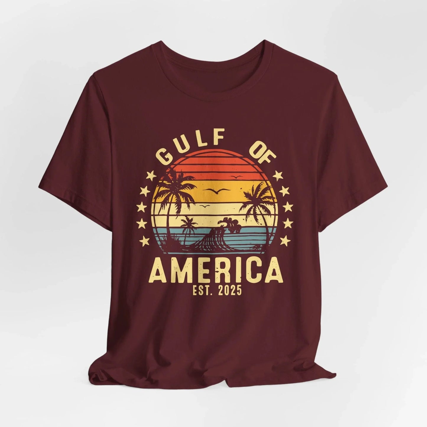 Gulf of America Unisex Tee, Tropical Vibes Shirt, Beach Graphic Tee, Vacation Apparel, Retro Sunset Top, Summer Fun T-Shirt - SKULLFURY MERCH