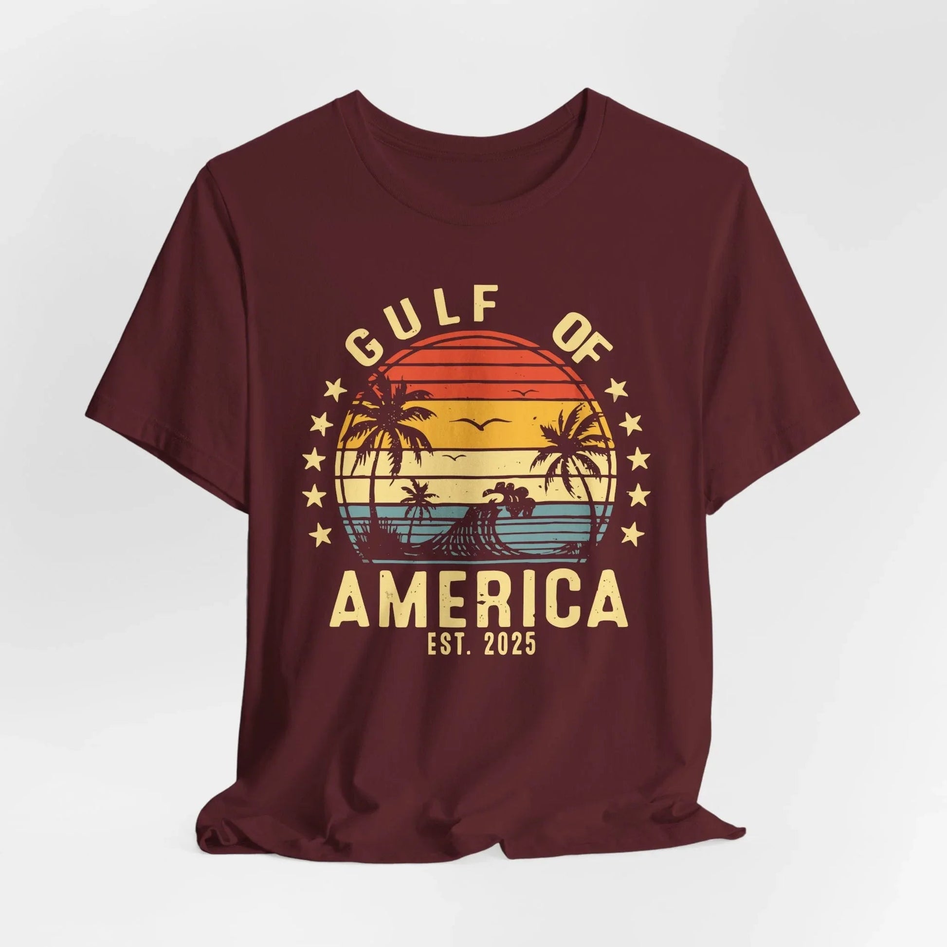 Gulf of America Unisex Tee, Tropical Vibes Shirt, Beach Graphic Tee, Vacation Apparel, Retro Sunset Top, Summer Fun T-Shirt - SKULLFURY MERCH