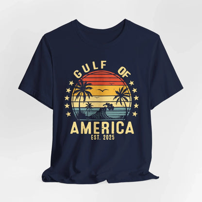 Gulf of America Unisex Tee, Tropical Vibes Shirt, Beach Graphic Tee, Vacation Apparel, Retro Sunset Top, Summer Fun T-Shirt - SKULLFURY MERCH