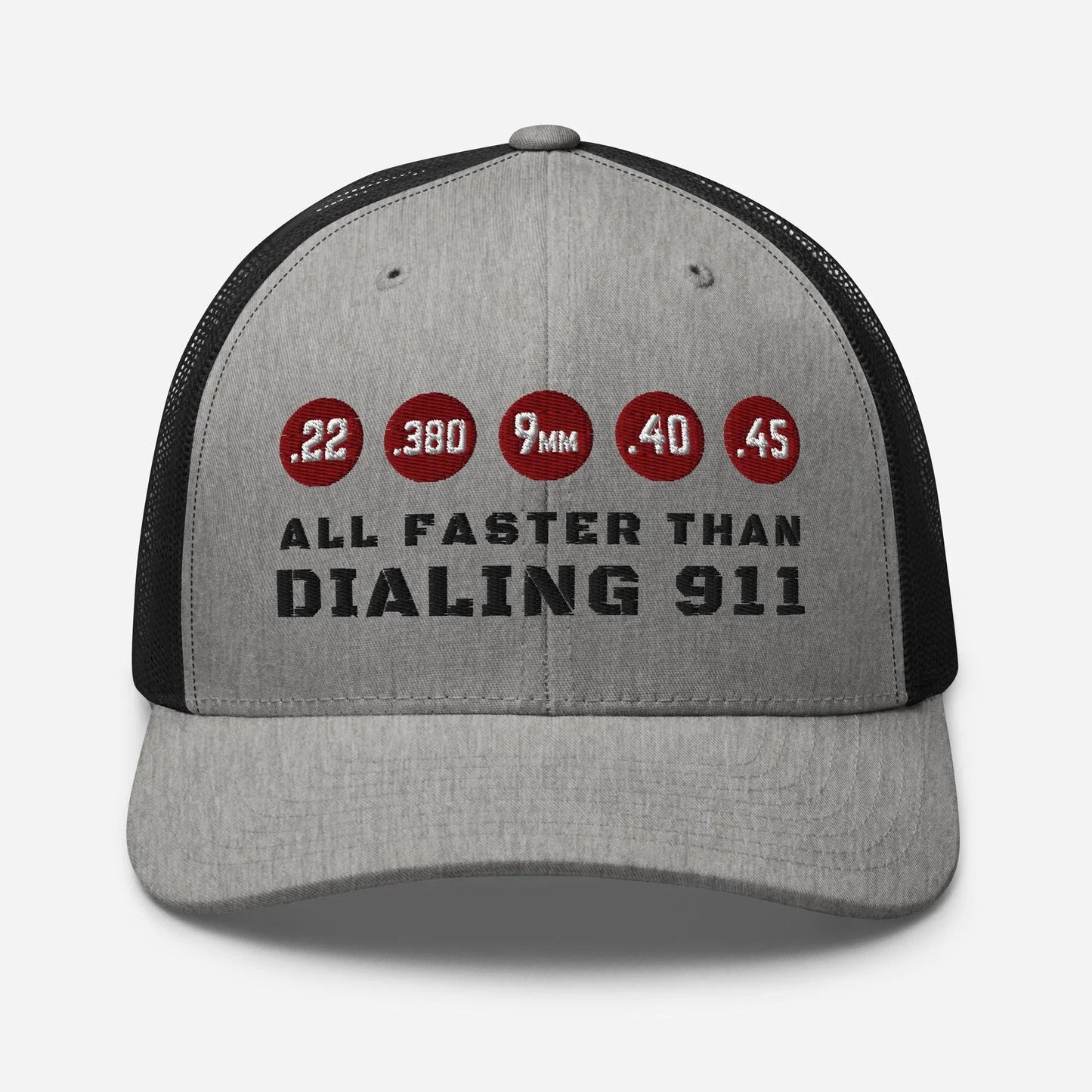 Humorous Snapback Trucker Cap - "All Faster Than Dialing 911" - SKULLFURY MERCH